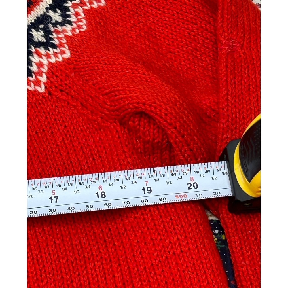 Vintage 1960's Husfliden Lillehammer Red Knit Wool‎ Sweater Made in Norway - Picture 10 of 11